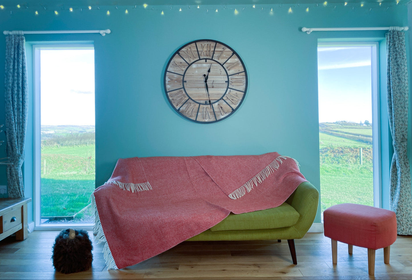 Pure Wool Herringbone Throw Blanket (Cardinal Red, Size: 200x146cm)