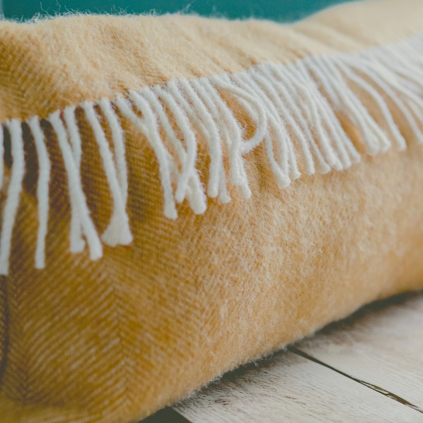 Pure Wool Bolster | Mustard w/Fringe