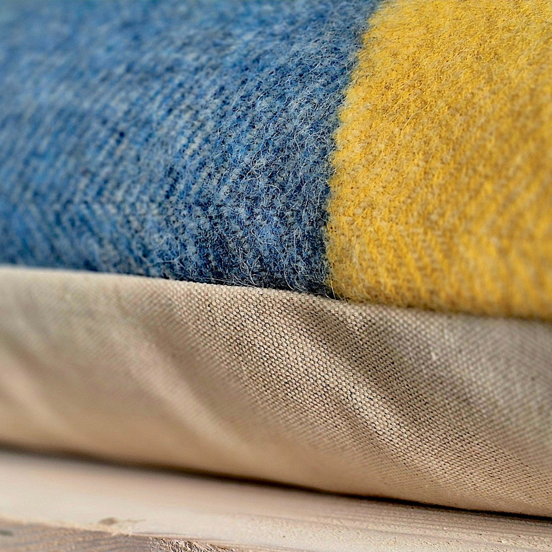 Pure Wool Bolster | Yellow, Blue, Grey w/Tassels