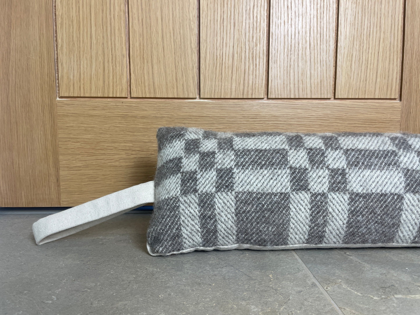Pure Wool Draught Excluder (Grey Geometric)