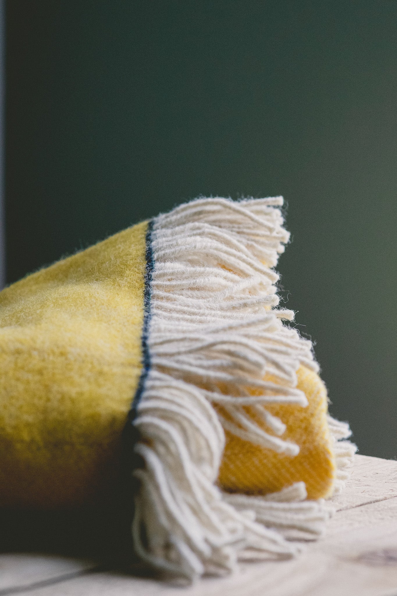 Pure Wool Herringbone Throw Blanket (Sunshine Yellow, Size: 200x146cm)