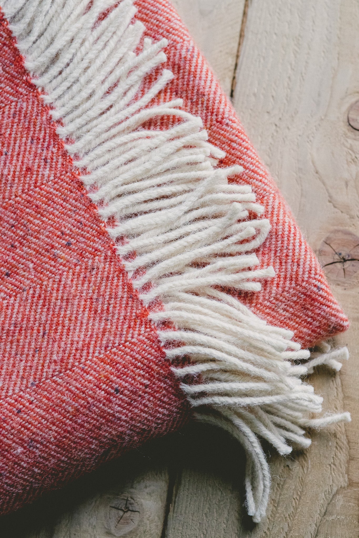 Pure Wool Herringbone Throw Blanket (Cardinal Red, Size: 200x146cm)