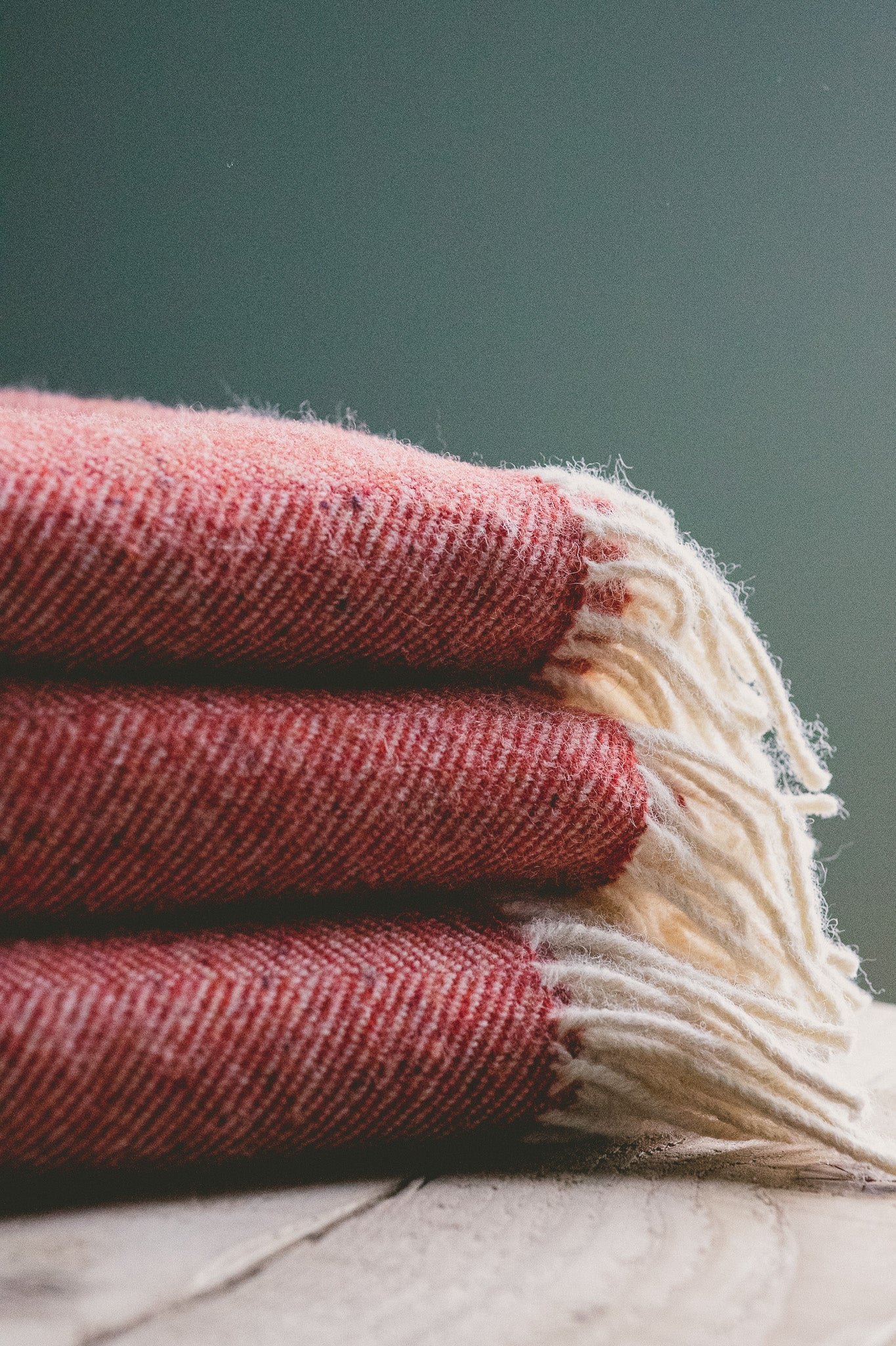 Pure Wool Herringbone Throw Blanket (Cardinal Red, Size: 200x146cm)