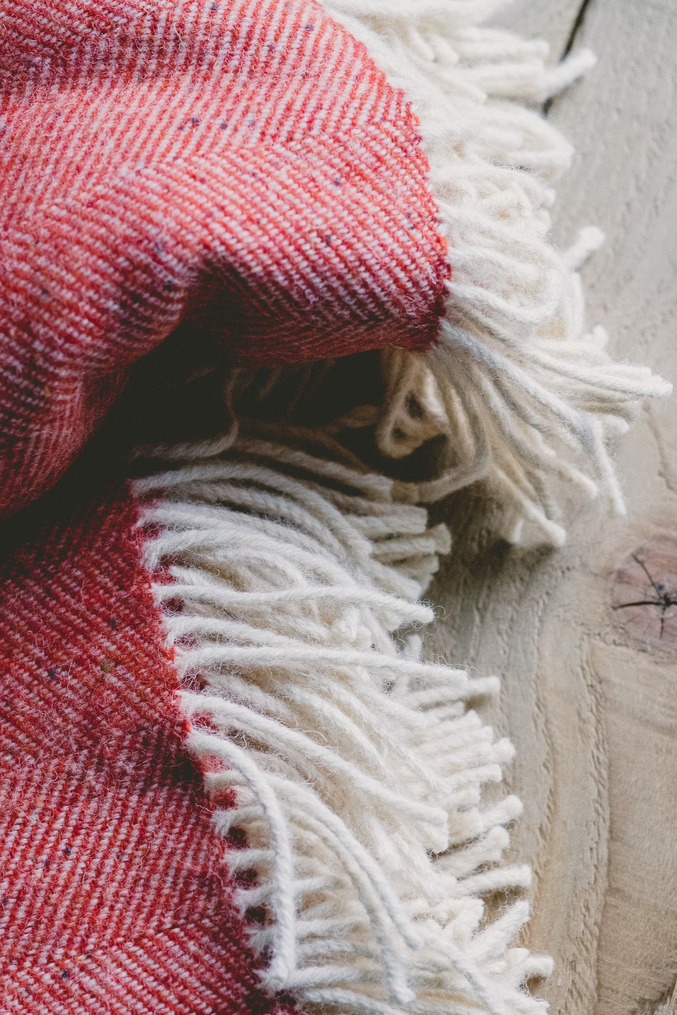 Pure Wool Herringbone Throw Blanket (Cardinal Red, Size: 200x146cm)