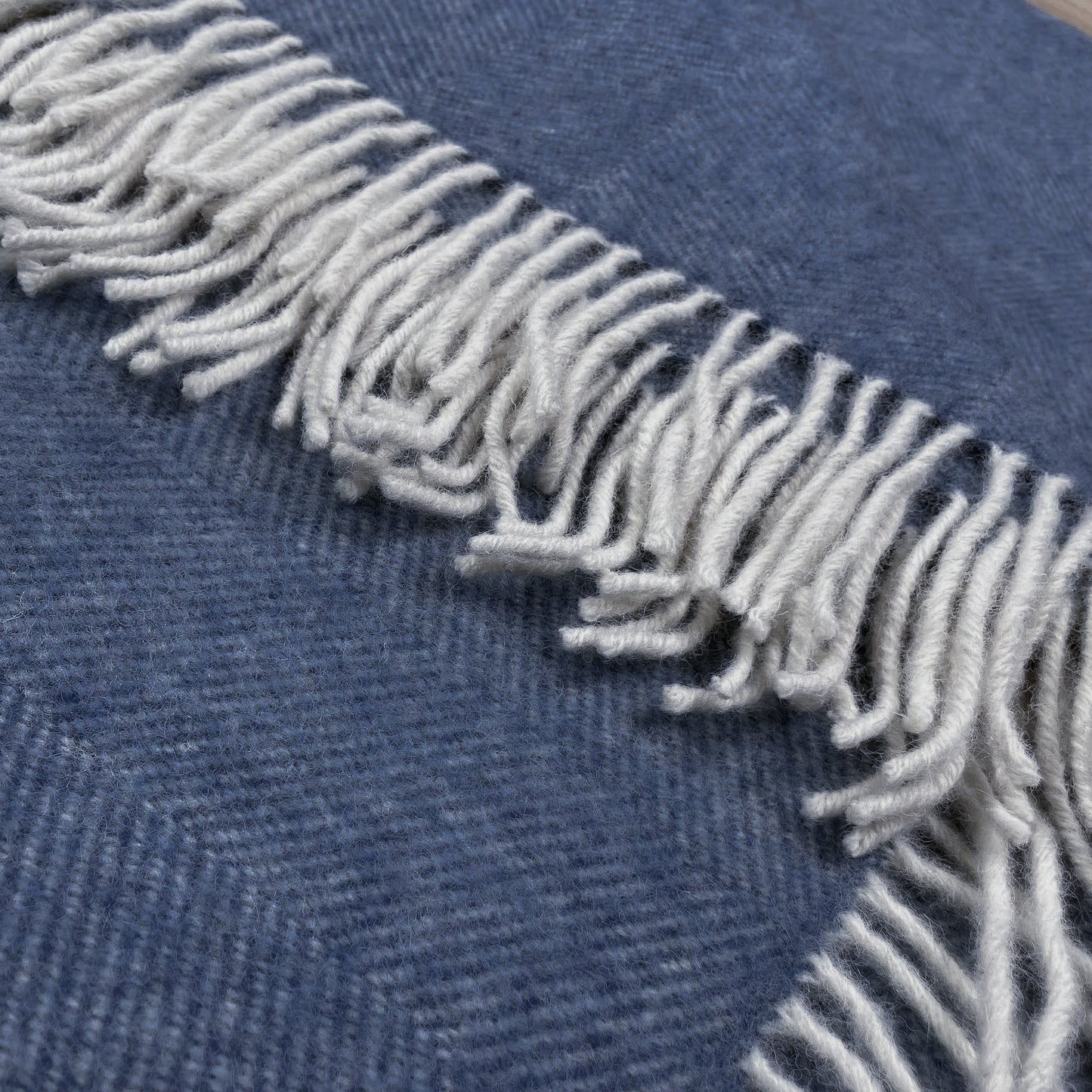 Pure Wool Herringbone Throw Blanket (Navy Blue, Size: 200x146cm)