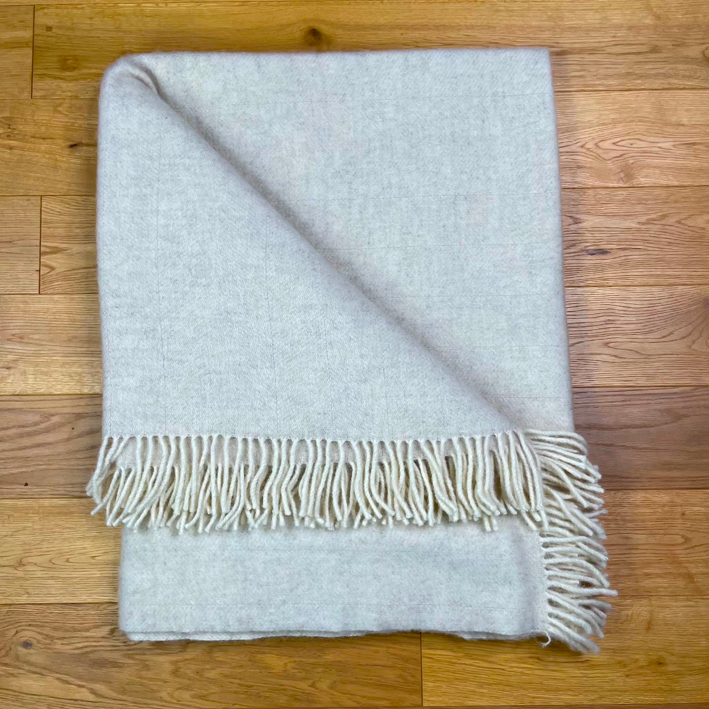 Pure Wool Herringbone Throw Blanket (Pearl Grey, Size: 200x146cm)