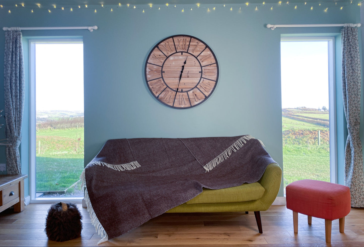 Pure Wool Herringbone Throw Blanket (Dusty Plum, Size: 200x146cm)