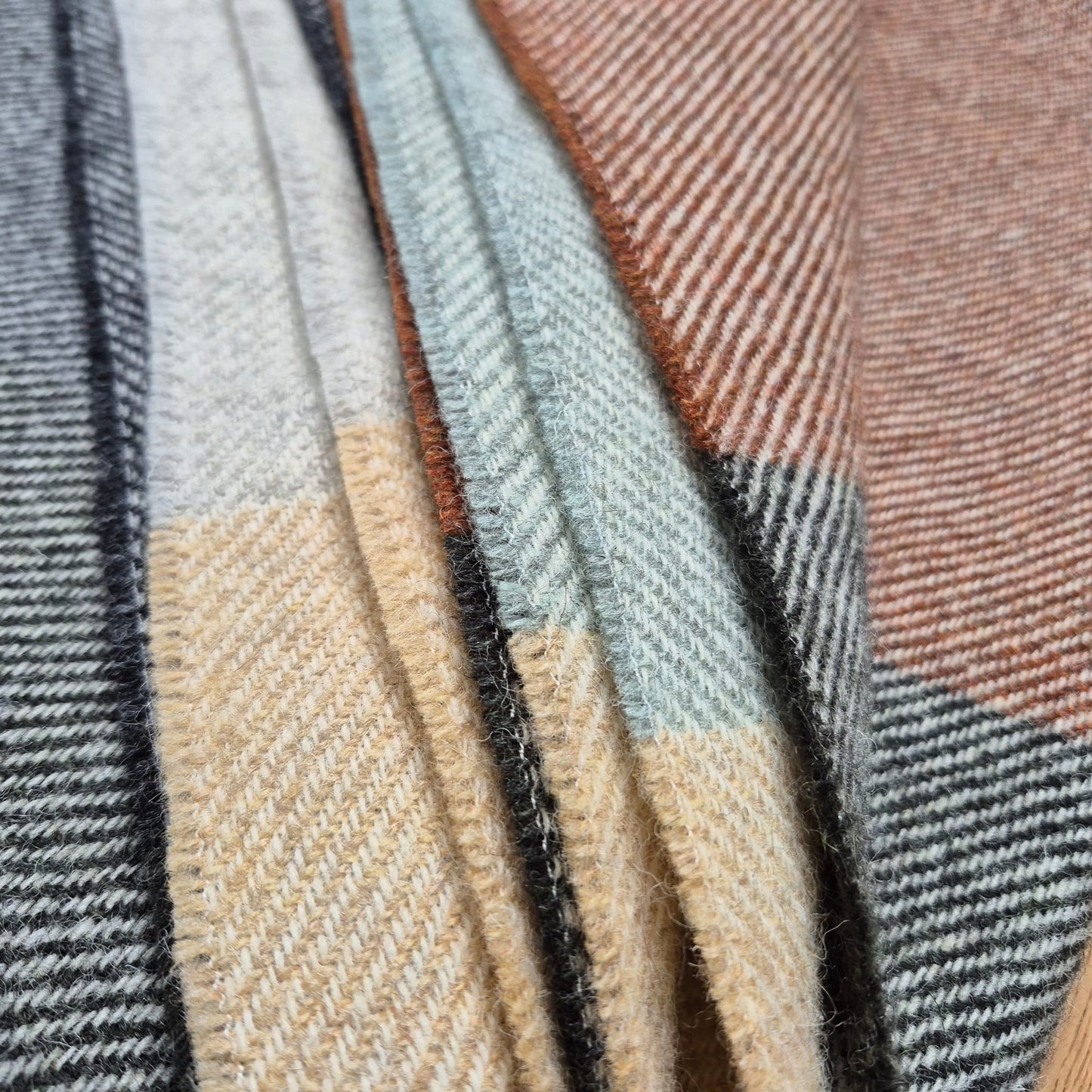 Pure British Wool Blanket Throw | Dartmoor Winter Block Stripe