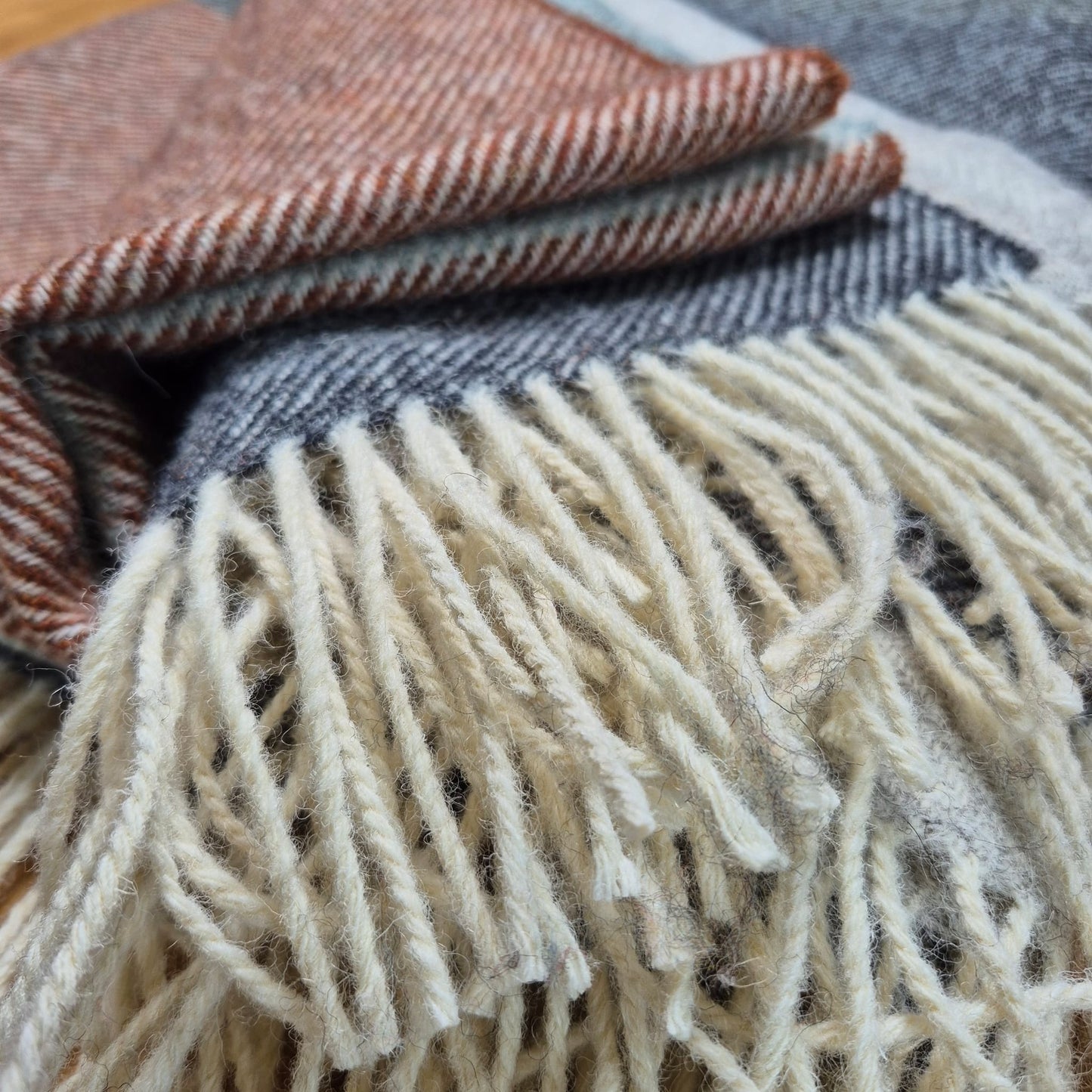 Pure British Wool Blanket Throw | Dartmoor Winter Block Stripe