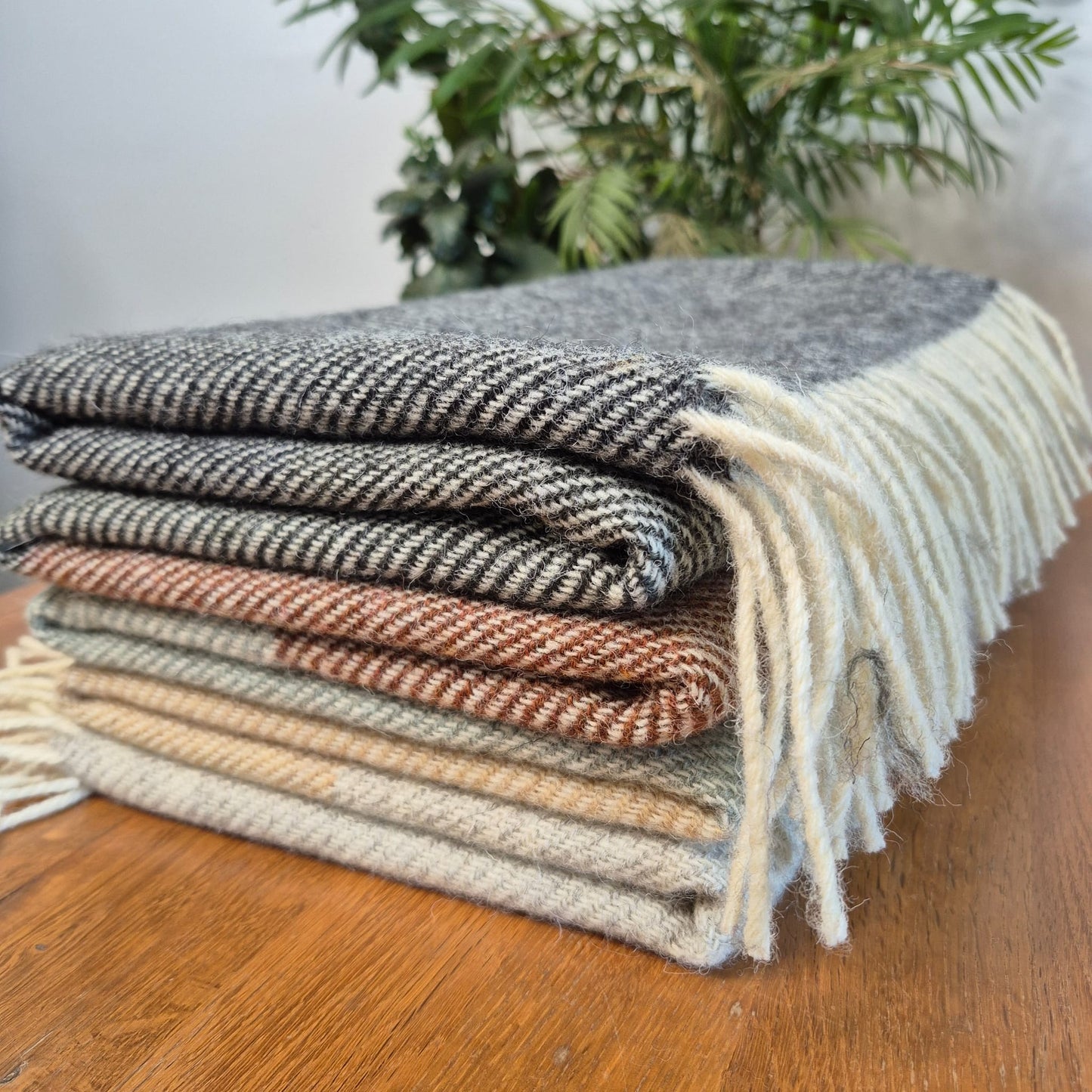 Pure British Wool Blanket Throw | Dartmoor Winter Block Stripe