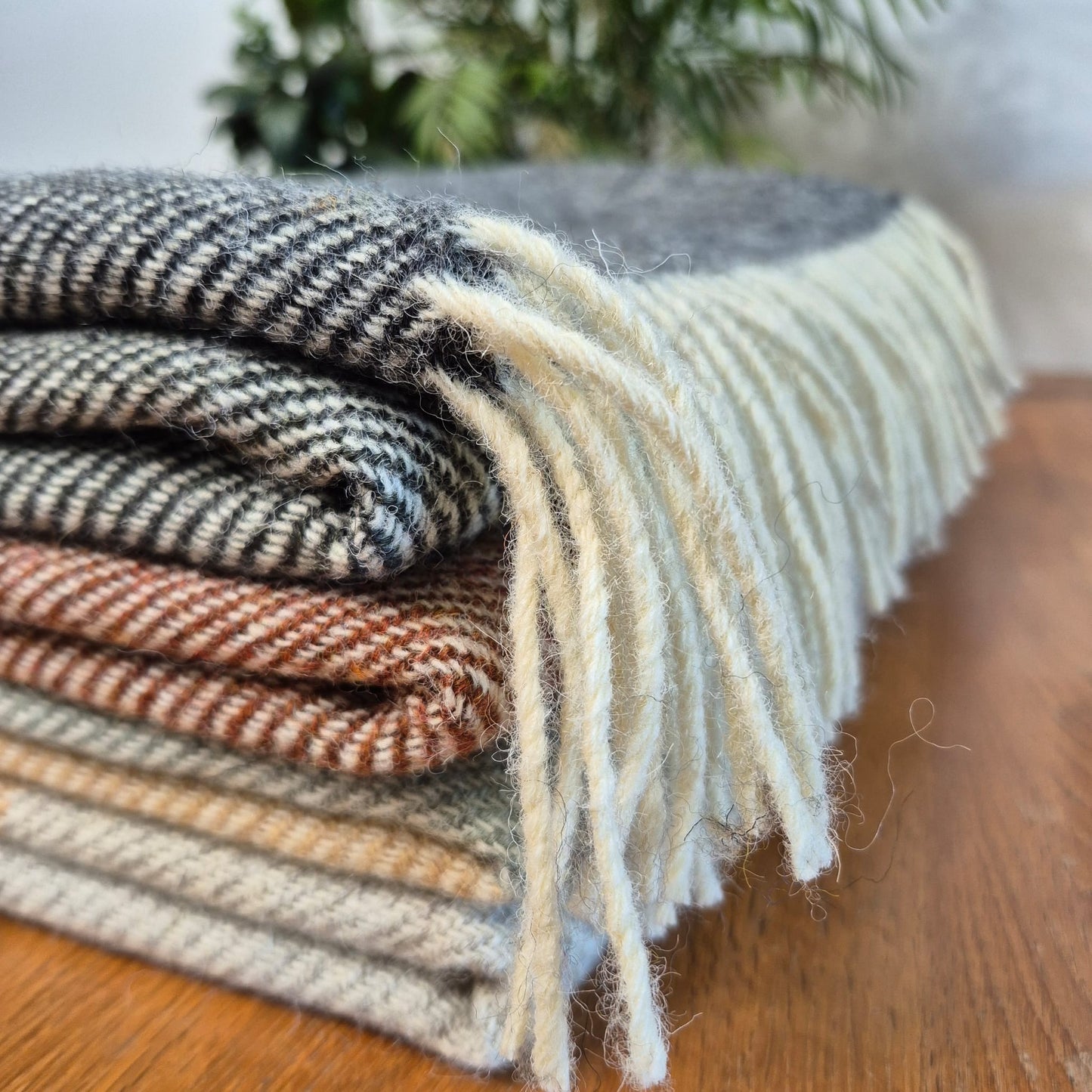 Pure British Wool Blanket Throw | Dartmoor Winter Block Stripe