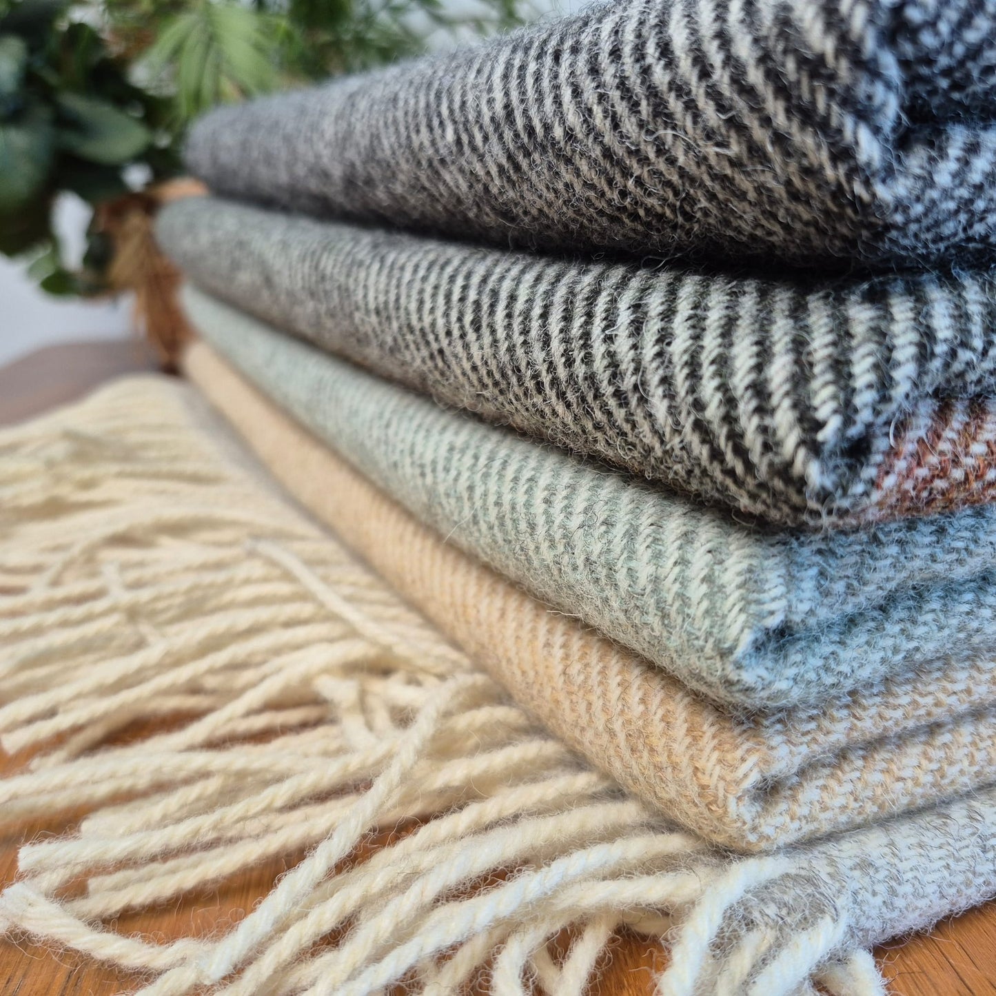 Pure British Wool Blanket Throw | Dartmoor Winter Block Stripe