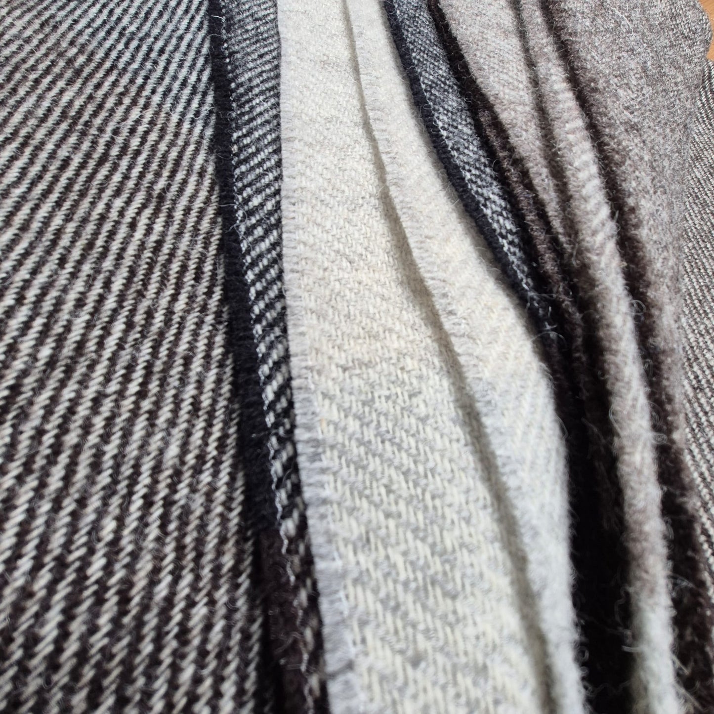 Pure British Wool Blanket Throw | Herdwick Grey Block Stripe