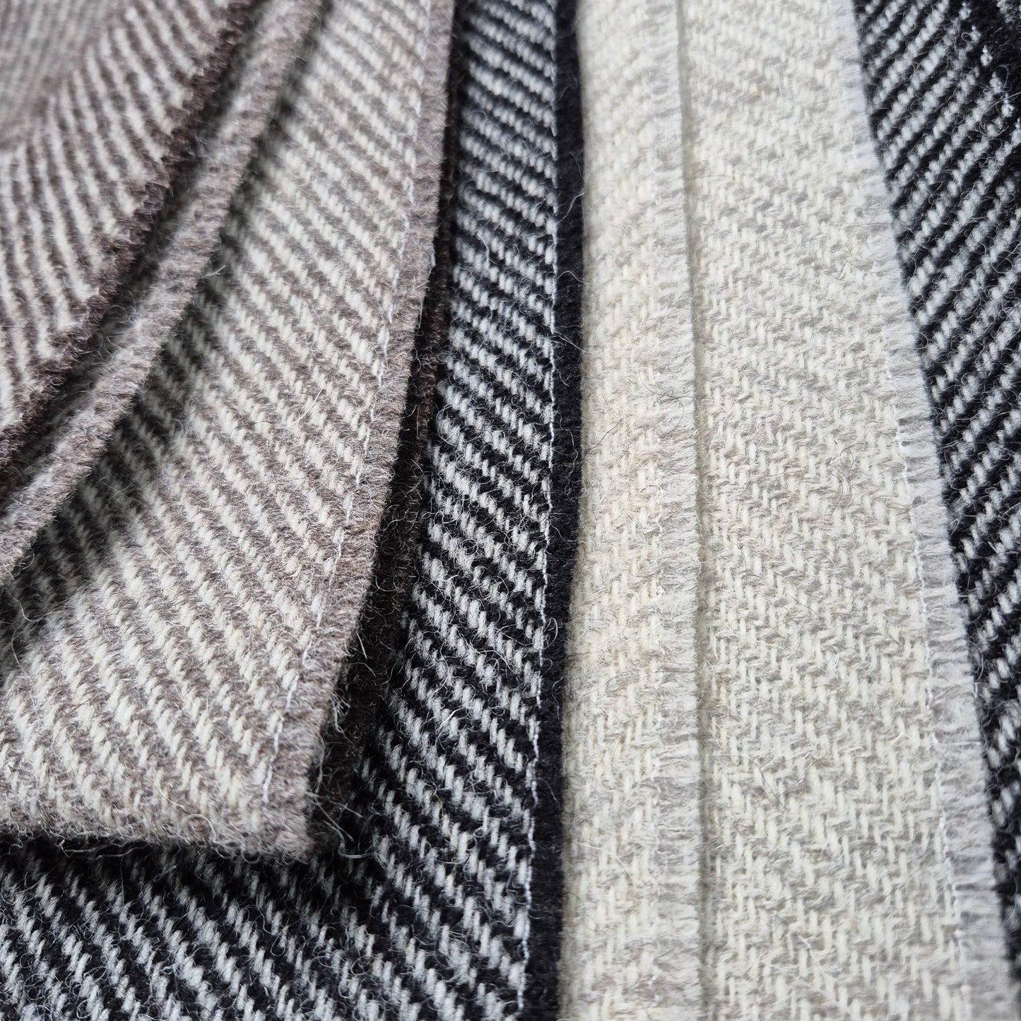 Pure British Wool Blanket Throw | Herdwick Grey Block Stripe