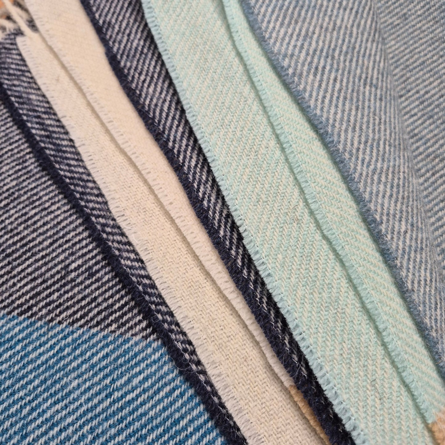 Pure British Wool Blanket Throw | Coastline Block Stripe