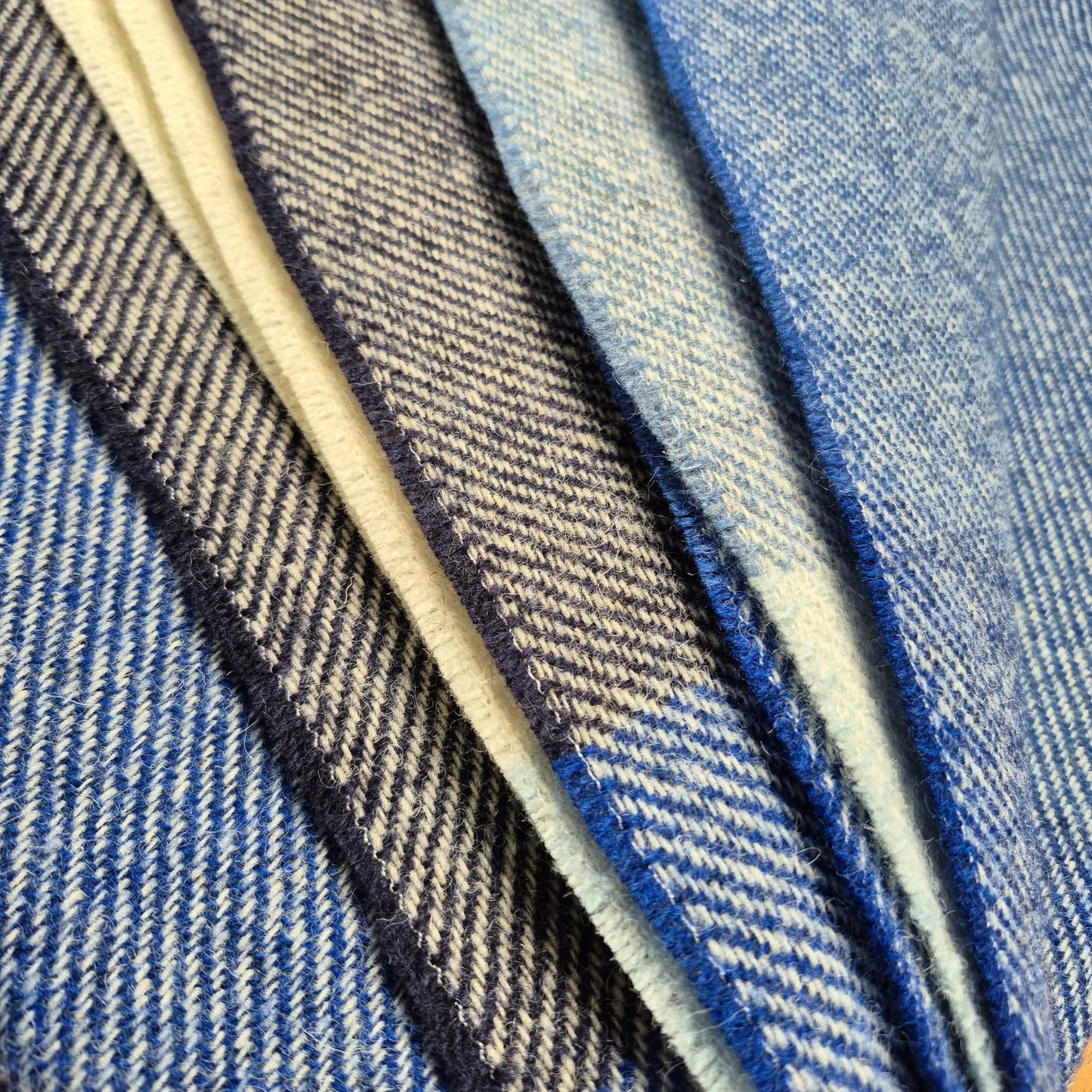 Pure British Wool Blanket Throw | Nautical Block Stripe