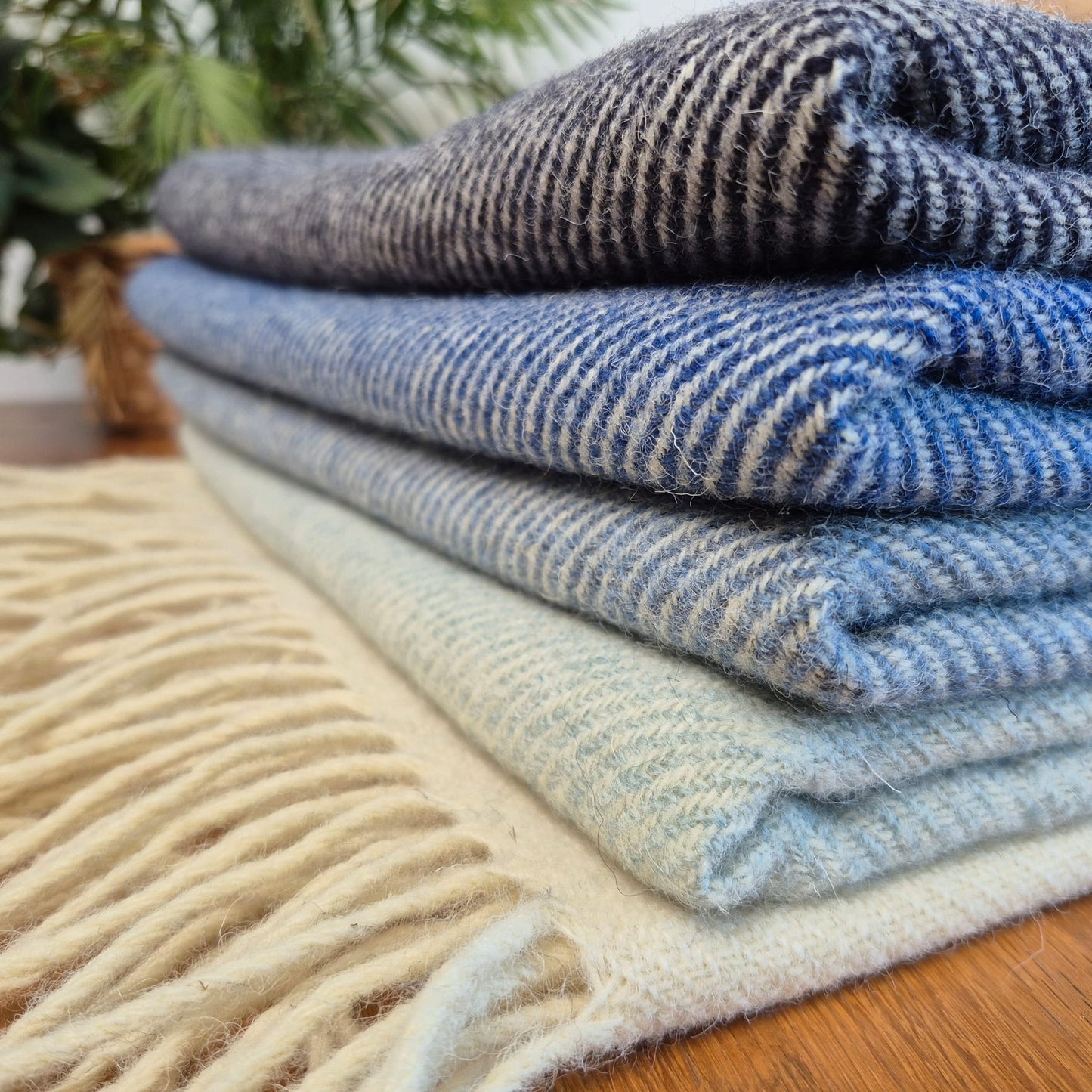 Pure British Wool Blanket Throw | Nautical Block Stripe