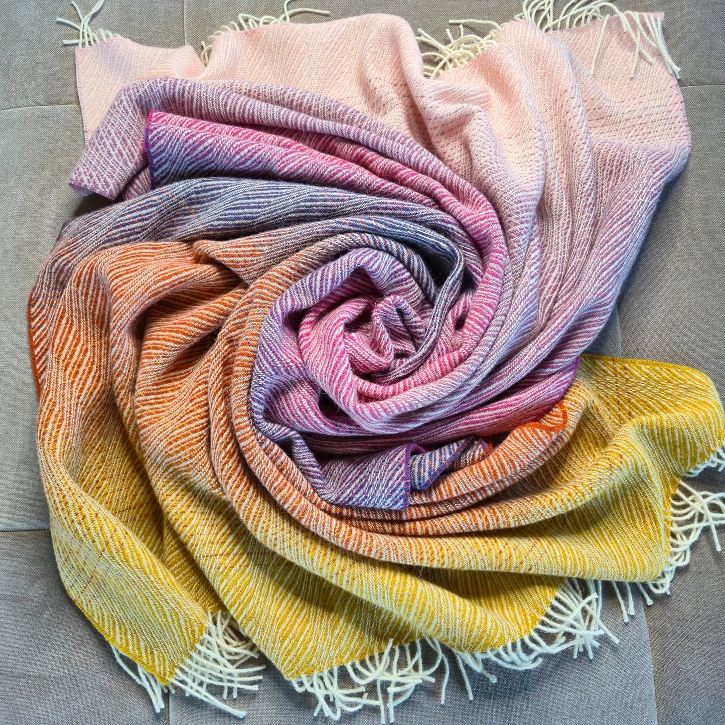 Pure British Wool Blanket Throw | Salcombe Sunset Ombre