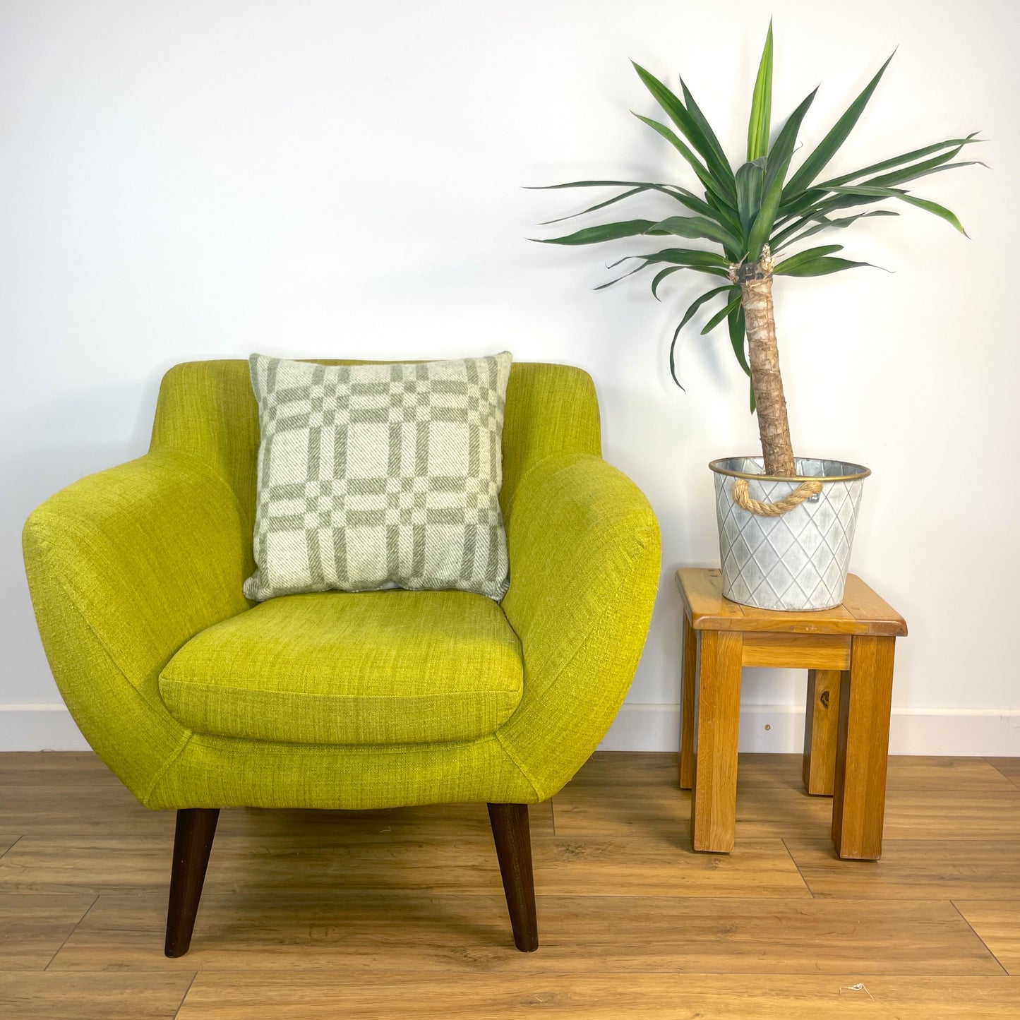 Pure Wool Cushion | Moss Green Inverse Geometric