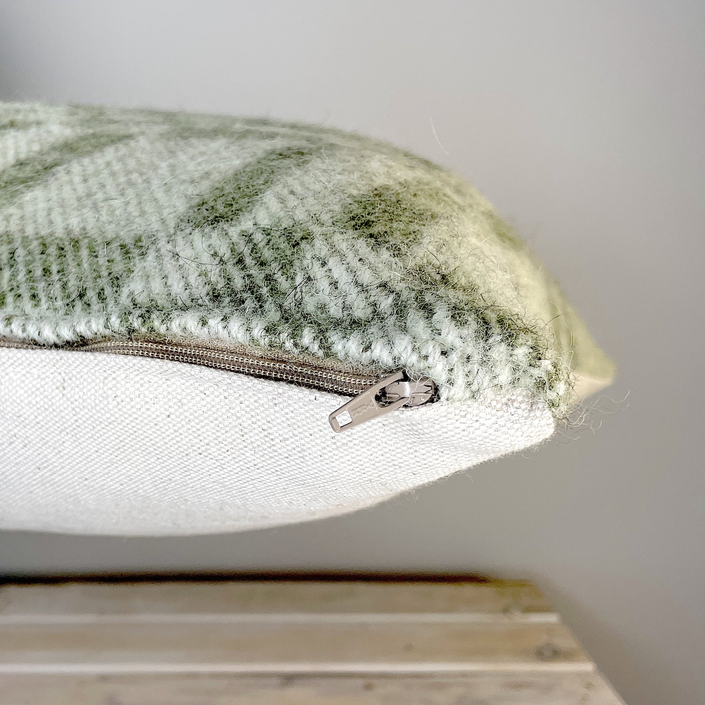 Pure Wool Cushion | Moss Green Inverse Geometric