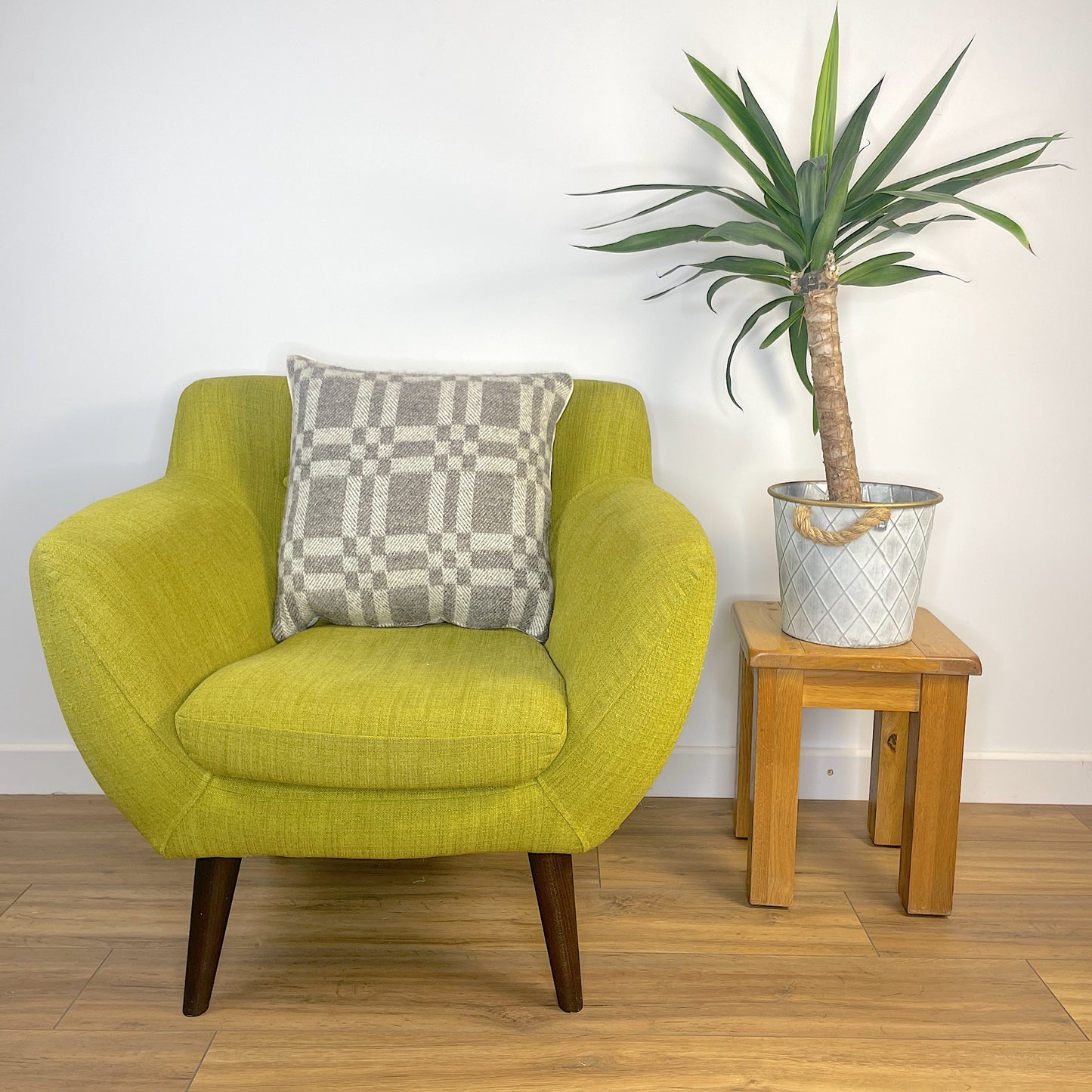 Pure Wool Cushion | Grey Geometric w/Piped Edging