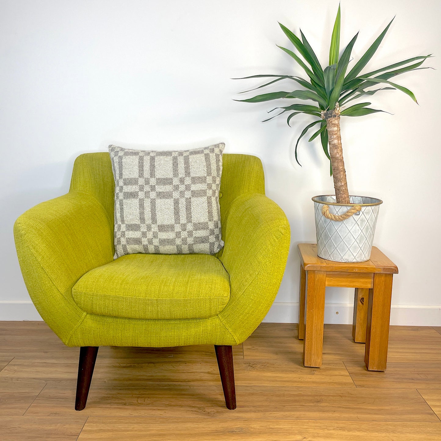 Pure Wool Cushion | Grey Inverse Geometric Squares