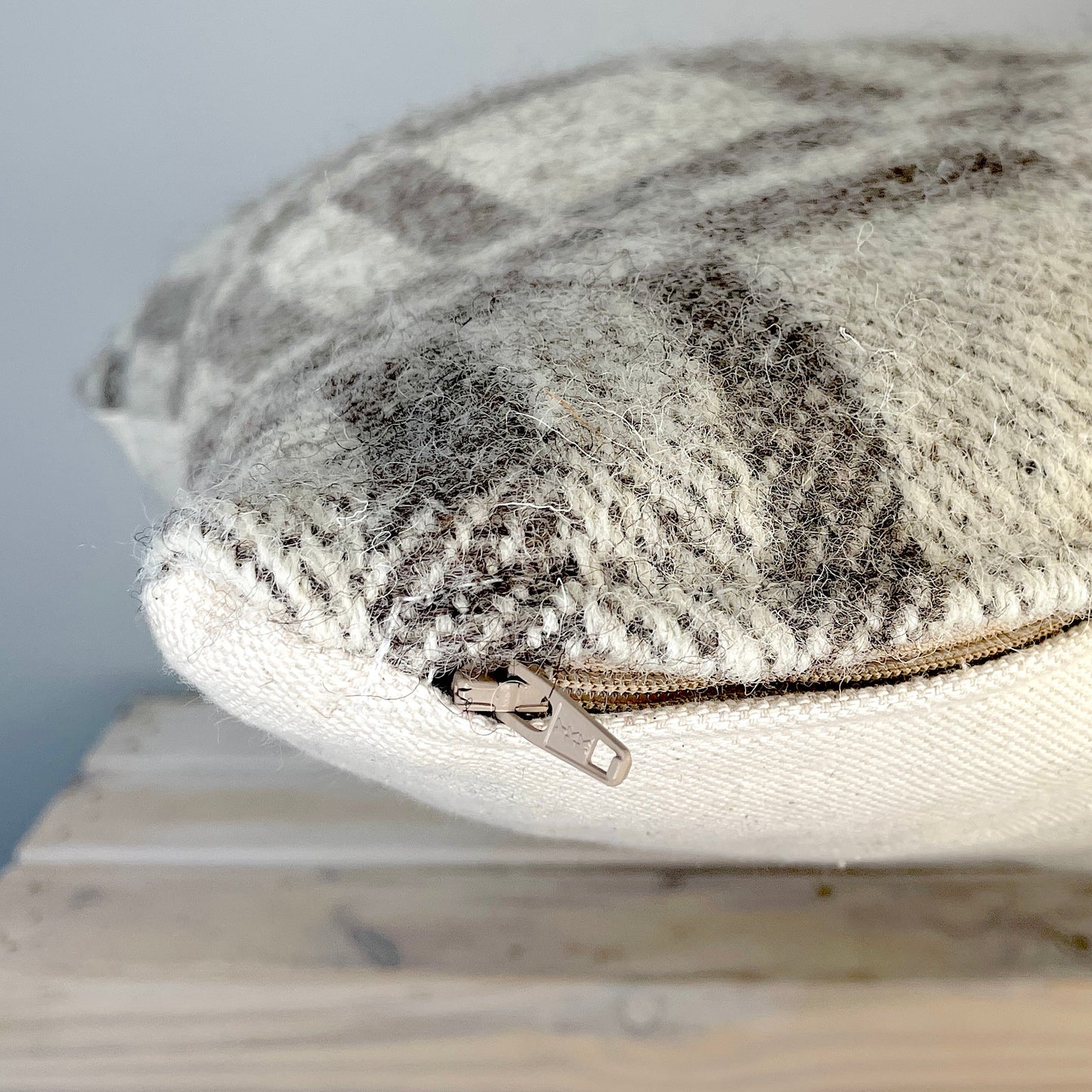 Pure Wool Cushion | Grey Inverse Geometric Squares