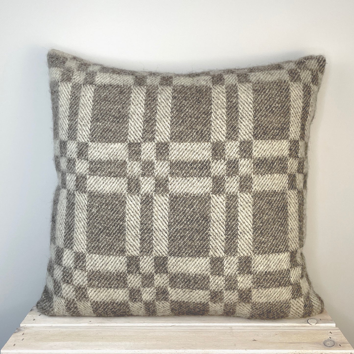 Pure Wool Cushion | Grey Geometric Squares