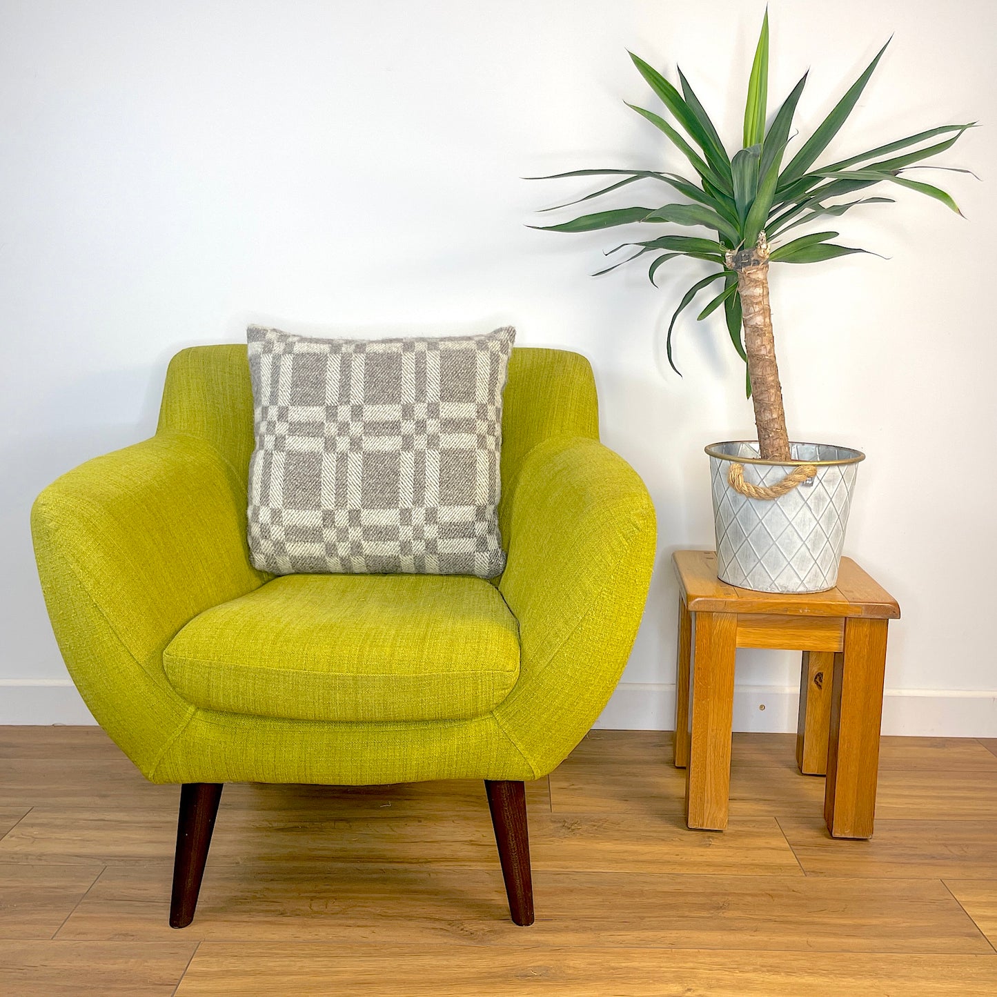 Pure Wool Cushion | Grey Geometric Squares