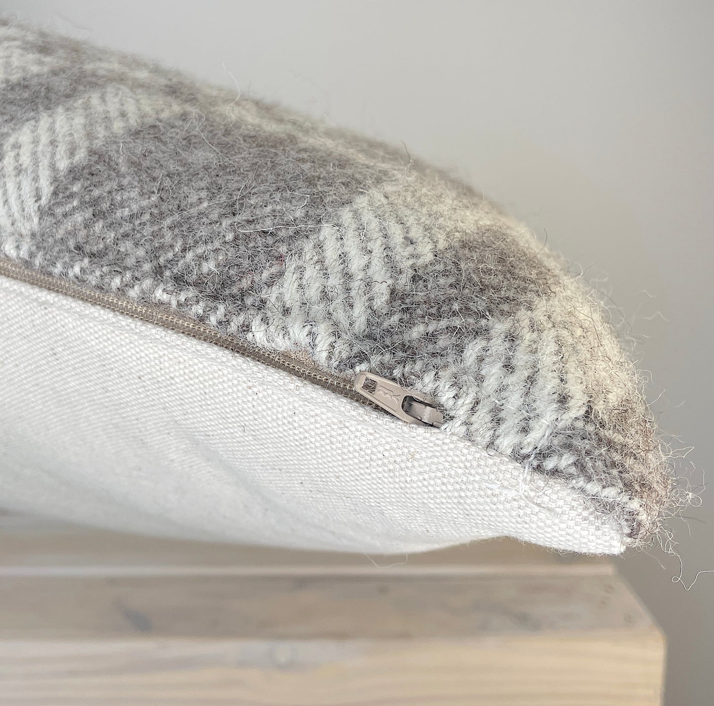 Pure Wool Cushion | Grey Geometric Squares