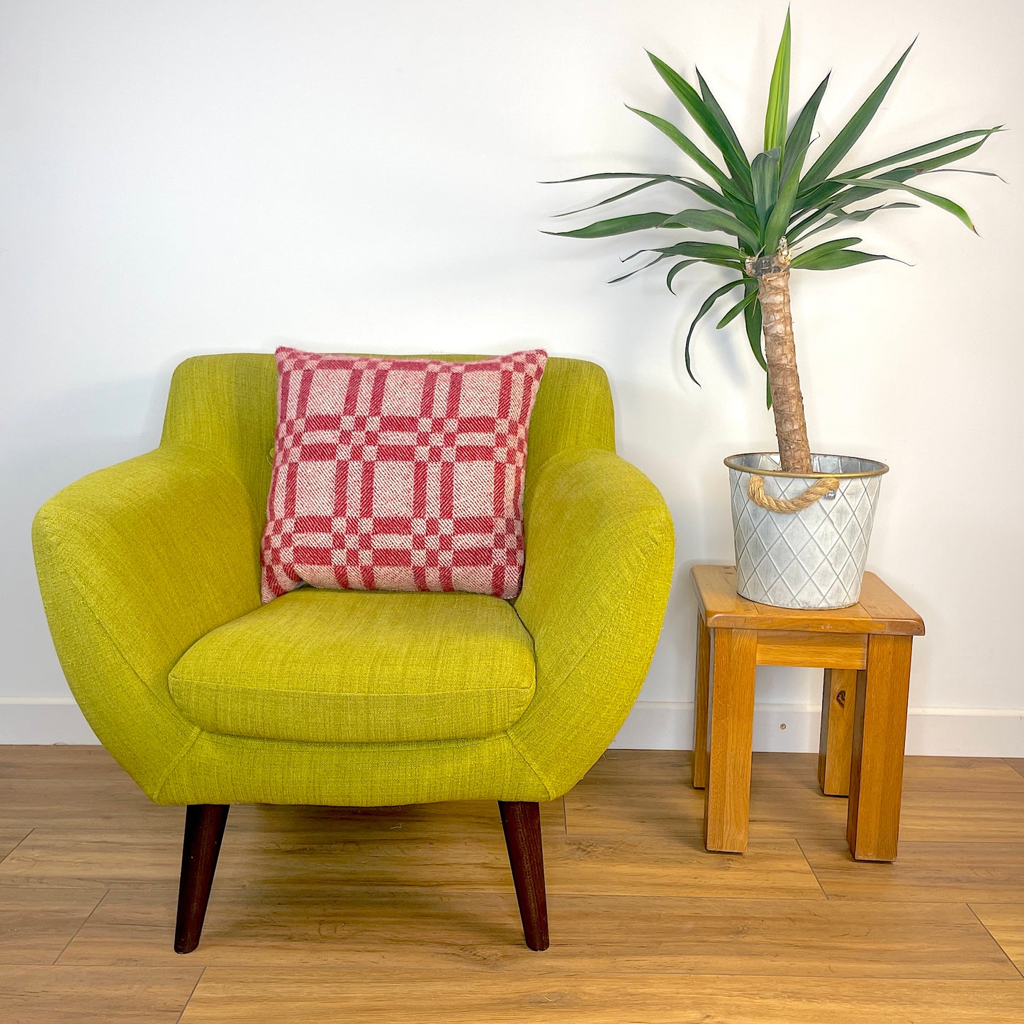 Pure Wool Cushion | Red Inverse Geometric Squares