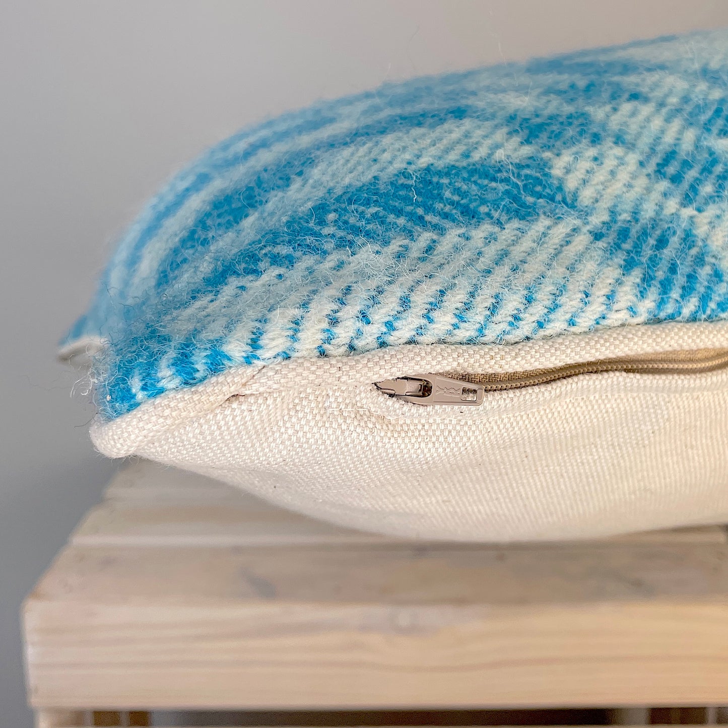 Pure Wool Cushion | Sky Blue w/Piped Edging