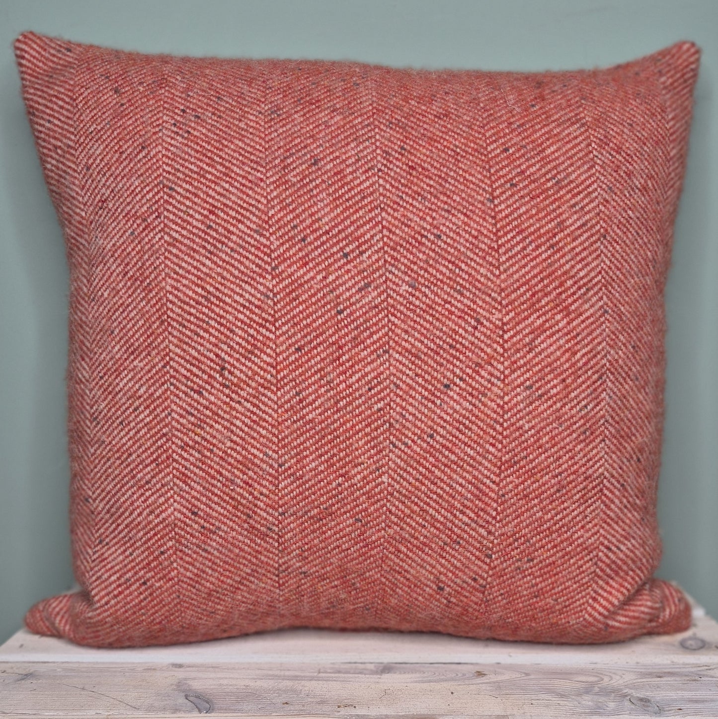 Pure Wool Cushion | Cardinal Red Herringbone