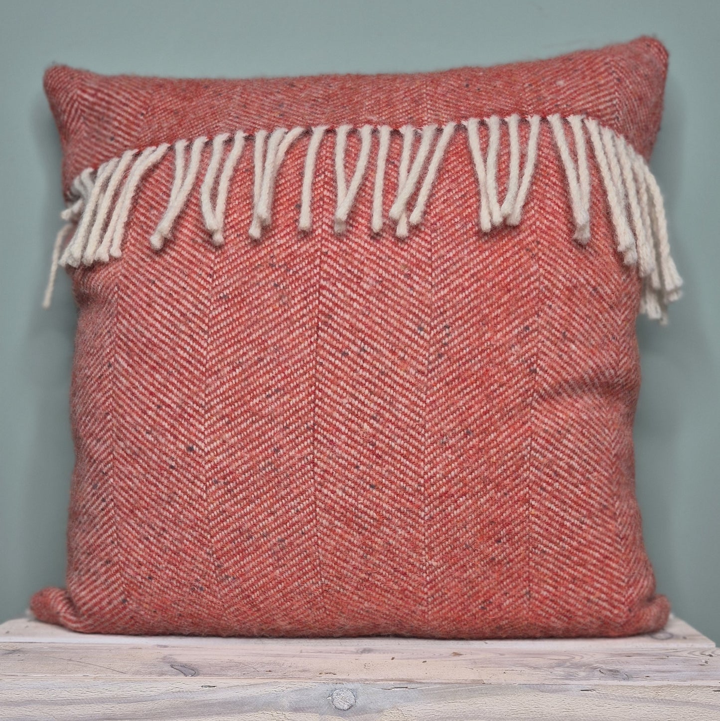 Pure Wool Cushion | Cardinal Red w/Fringe