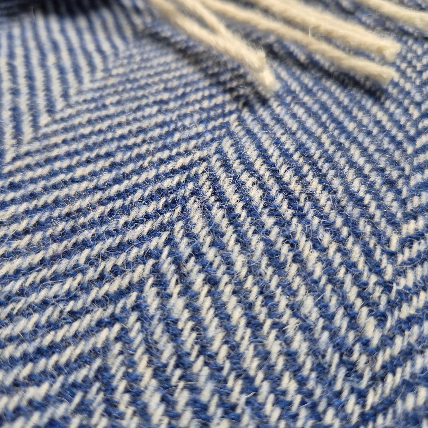 Pure Wool Throw Blanket | Herringbone | Indigo