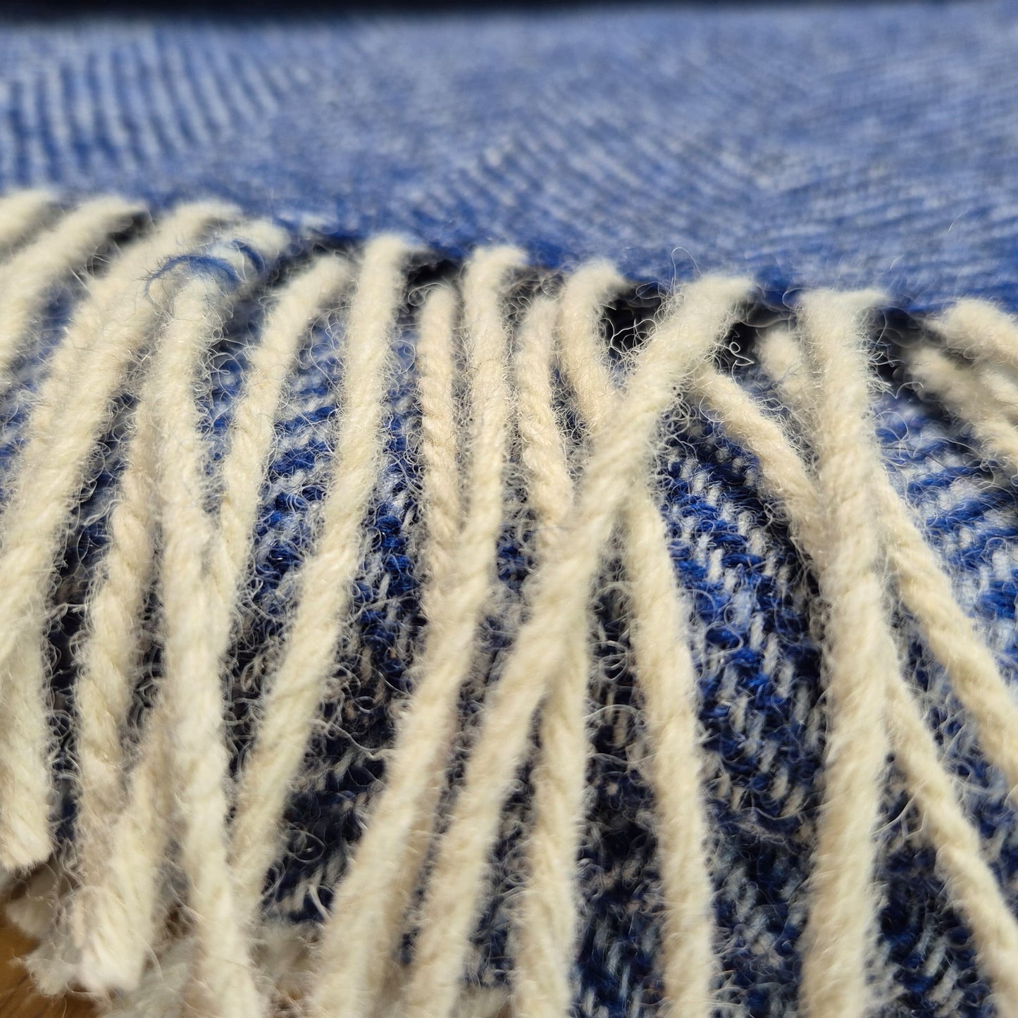Pure Wool Throw Blanket | Herringbone | Indigo