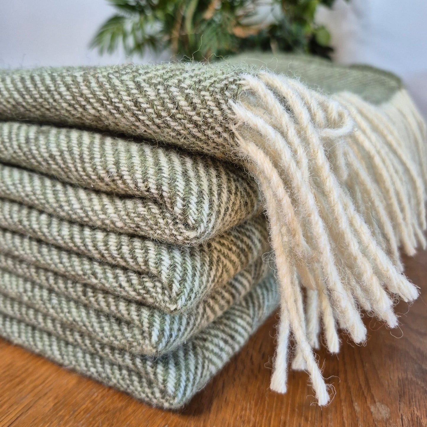 Pure Wool Throw Blanket | Herringbone | Dark Apple