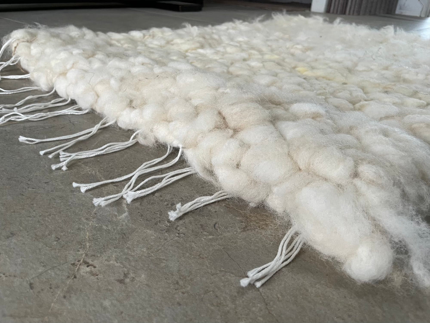 White Pure Wool Rug (Daisy) | Hand Woven on a Peg Loom in the UK