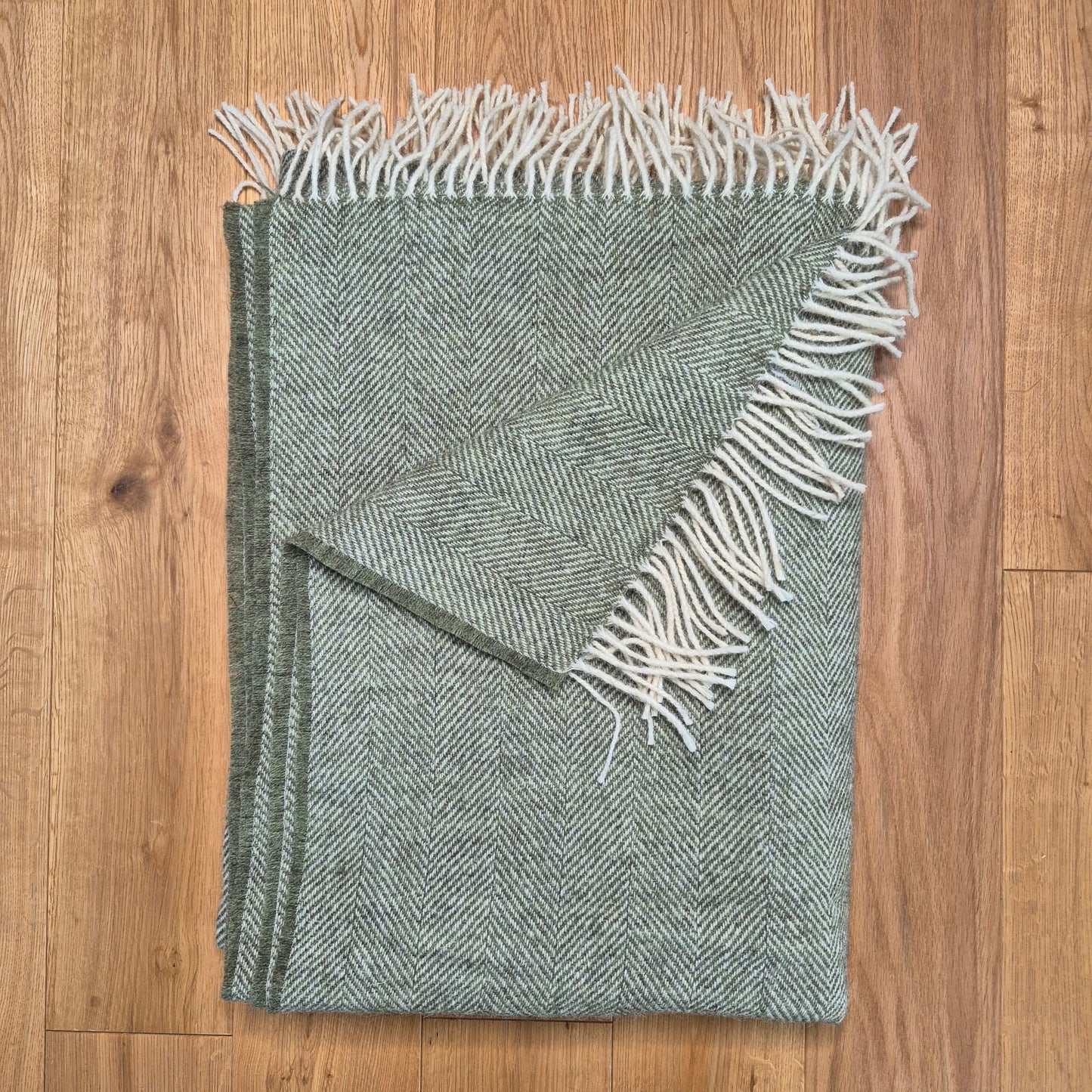 Pure Wool Throw Blanket | Herringbone | Dark Apple