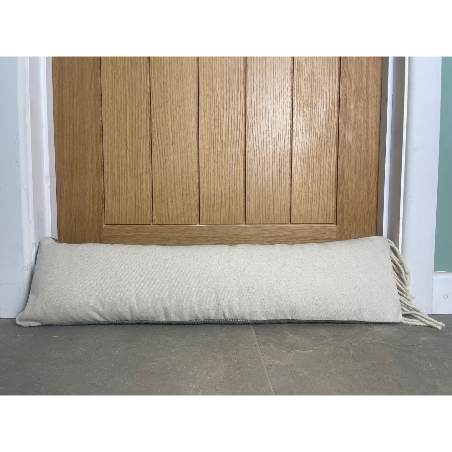 Pure Wool Draught Excluder (Moss Green w/Tassels)