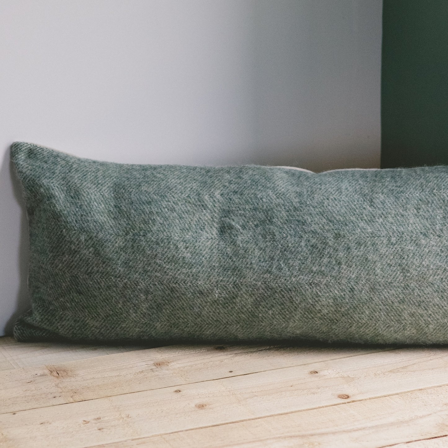 Pure Wool Draught Excluder (Moss Green w/Tassels)