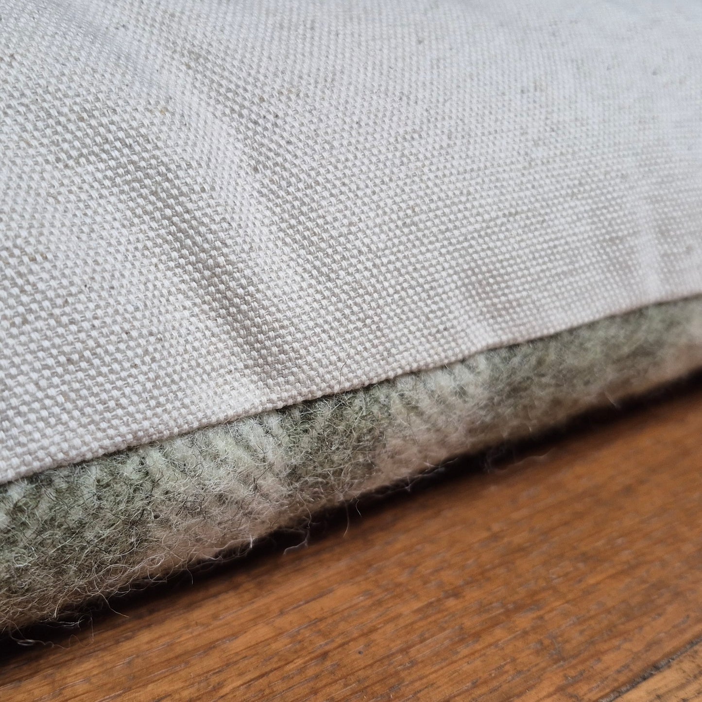 Pure Wool Draught Excluder (Moss Green Inverse Geometric)