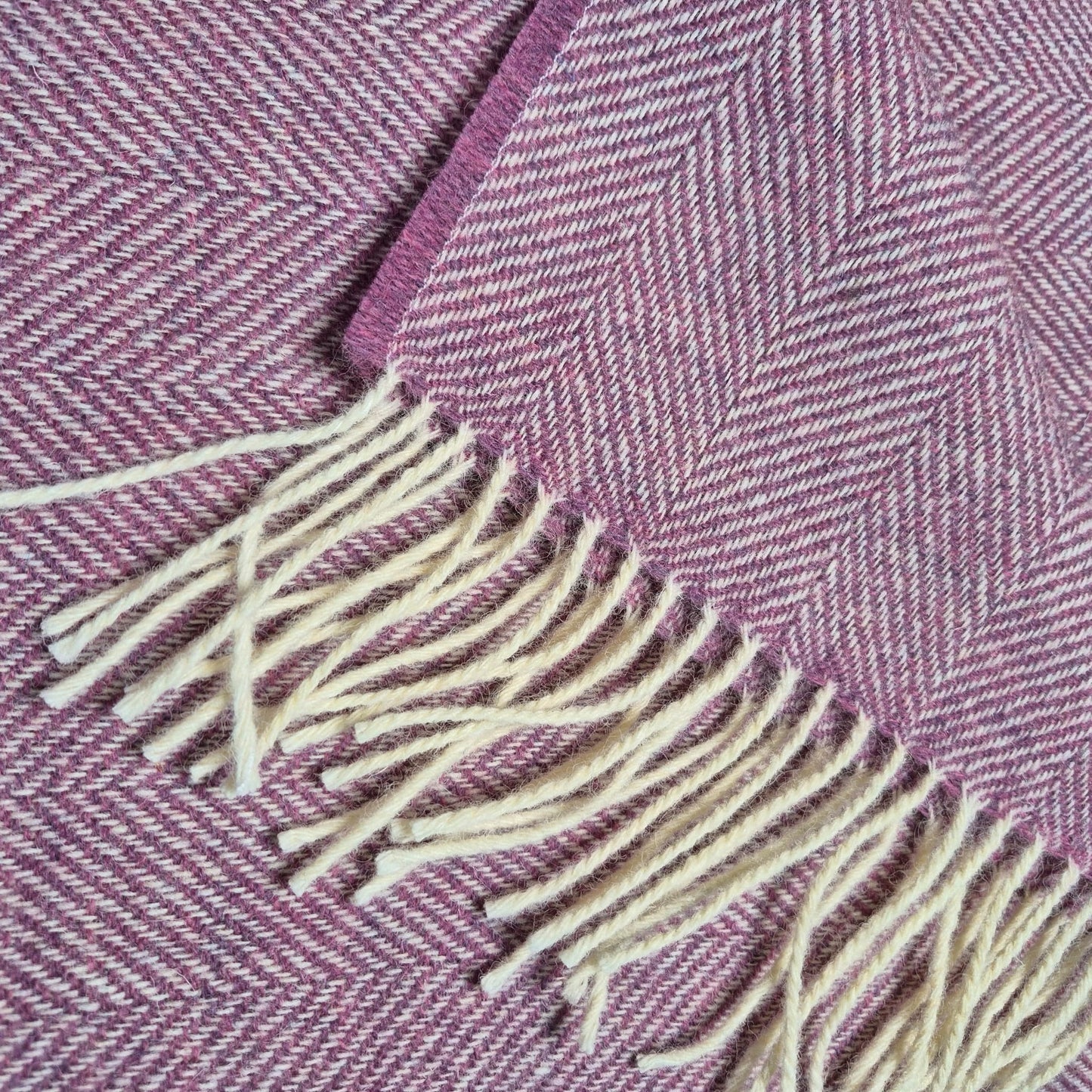 Pure Wool Throw Blanket | Herringbone | Lillac
