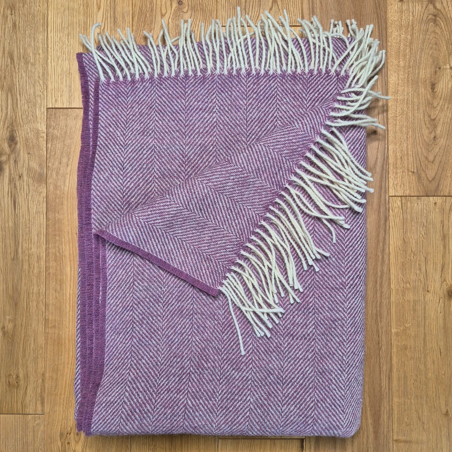 Pure Wool Throw Blanket | Herringbone | Lillac