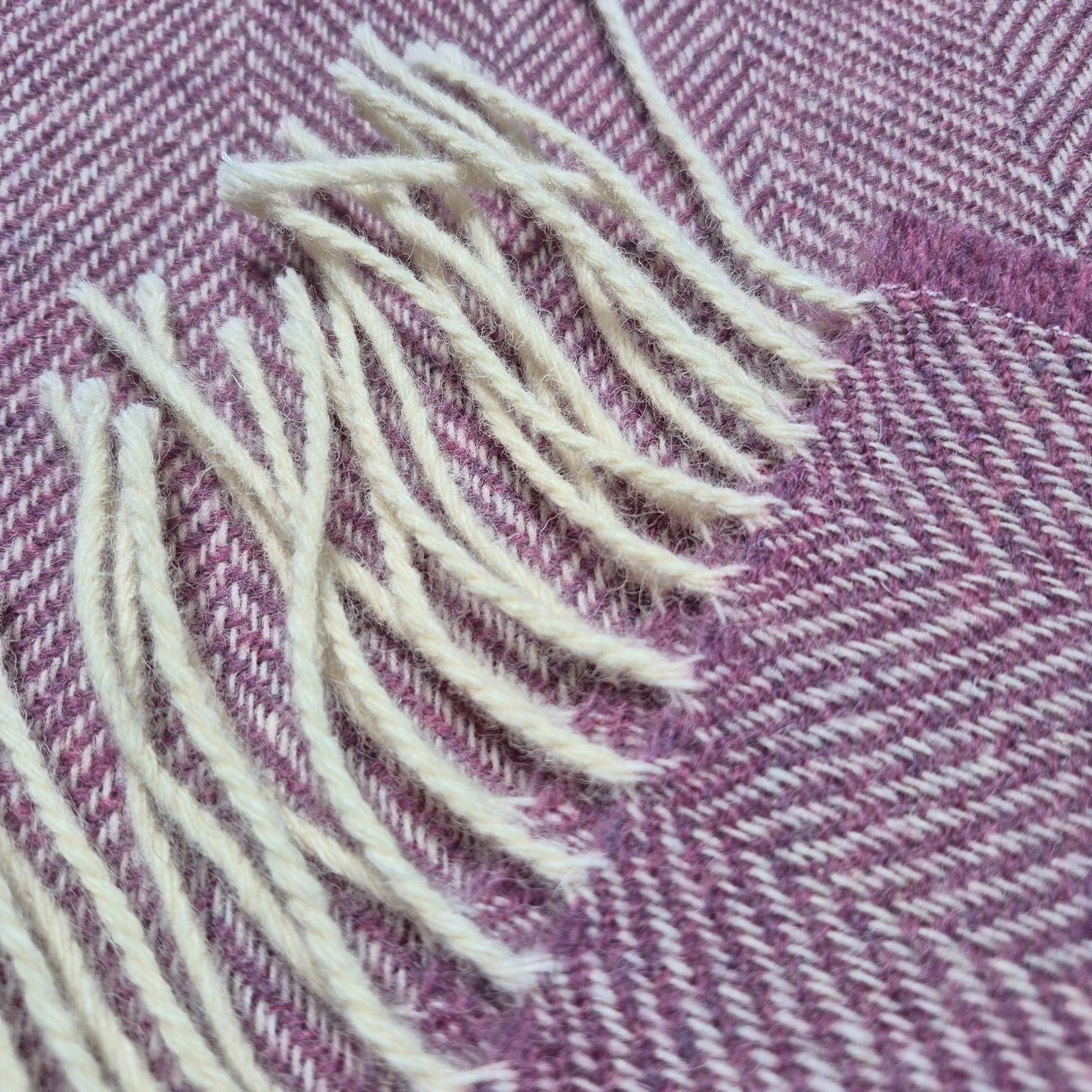 Pure Wool Throw Blanket | Herringbone | Lillac