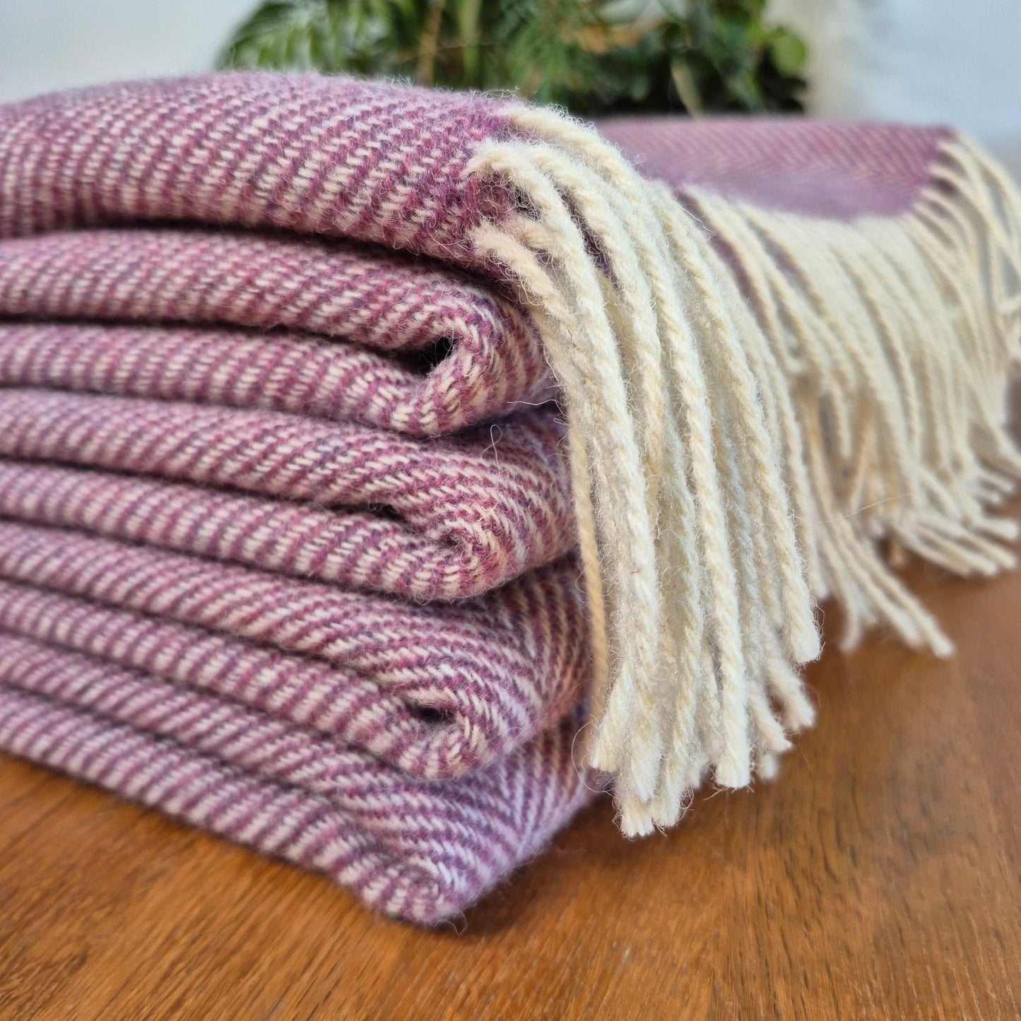 Pure Wool Throw Blanket | Herringbone | Lillac