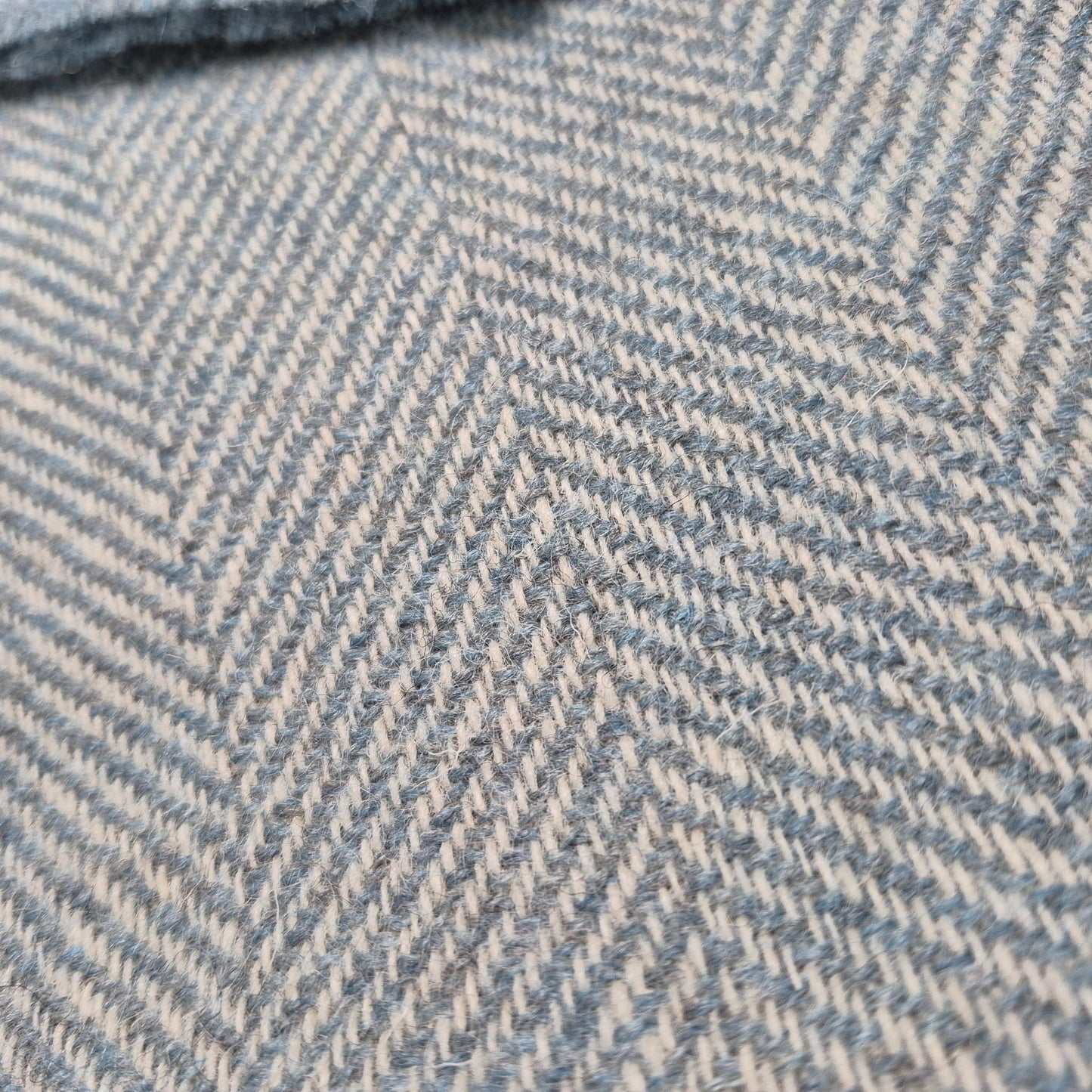 Pure Wool Throw Blanket | Herringbone | Summerstorm Blue