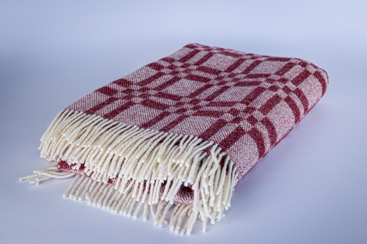 Pure Wool Herringbone Throw Blanket (Deep Red, Size: 210x150cm)