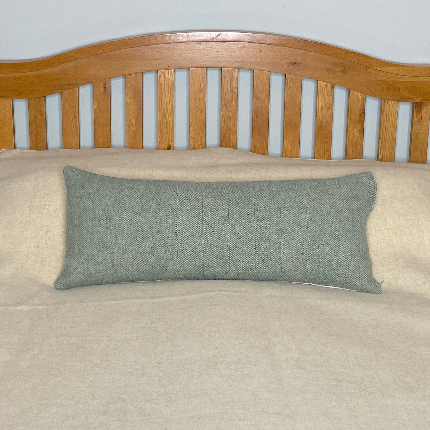 Pure Wool Bolster | Moss Green Herringbone