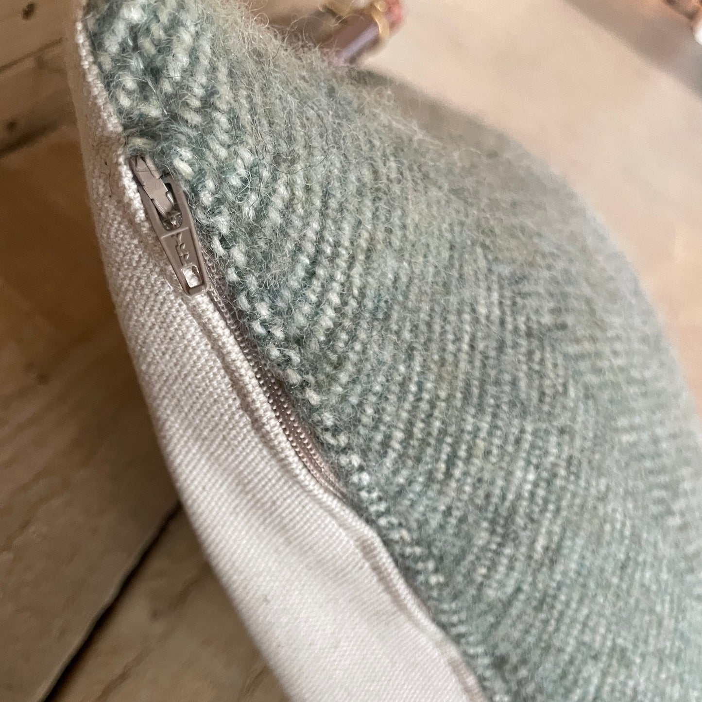 Pure Wool Bolster | Moss Green Herringbone